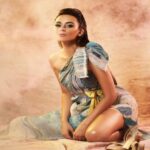 Seerat Kapoor all dolled up in Pink satin top and green floral mini skirt