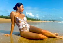 Khatija’s floral swimsuit instantly makes our mid blues go afloat Oo La La! Khatija's floral swimsuit instantly makes our mid blues go afloat