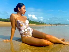 Khatija’s floral swimsuit instantly makes our mid blues go afloat Oo La La! Khatija's floral swimsuit instantly makes our mid blues go afloat
